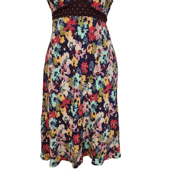 Boden Dress Size 4 Floral Tea Dress Tie Waist Short Sleeve - Picture 6 of 11
